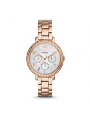 Fossil Jacqueline Multi Function Mother of Pearl Dial Rose Gold Steel Strap Watch for Women - ES3757 Watches Fossil   