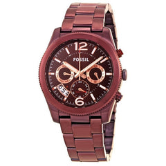 Fossil Perfect Boyfriend Multifunction Maroon Dial Maroon Steel Strap Watch for Women - ES4110 Watches Fossil   