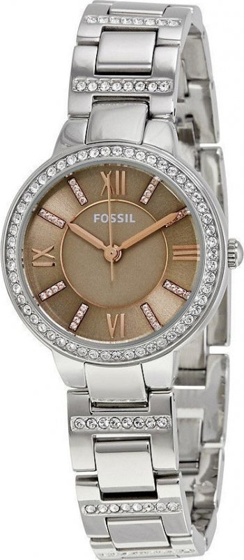 Fossil Virginia Taupe Dial Silver Steel Strap Watch for Women - ES4147 Watches Fossil   