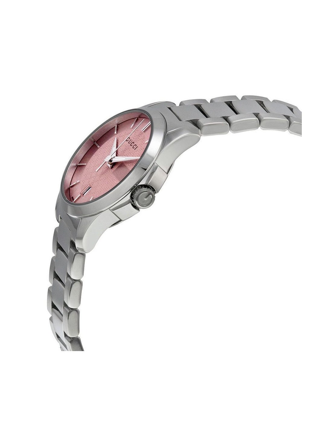 Gucci G Timeless Pink Dial Silver Steel Strap Watch For Women - YA126524 Watches Gucci   