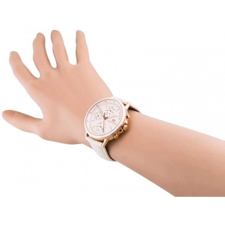 Tommy Hilfiger Carly Cream Dial Cream Leather Strap Watch for Women -1781789 Watches Tommy Hilfiger   