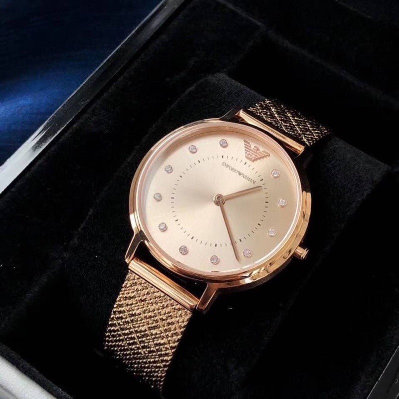 Emporio Armani Pink Dial Pink Mesh Bracelet Watch For Women - AR11129 Watches Emporio Armani   