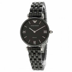 Emporio Armani Ceramica Black Dial Black Ceramic Strap Watch For Women - AR1487 Watches Emporio Armani   