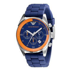 Emporio Armani Chronograph Blue Dial Blue Rubber Strap Watch For Men - AR5864 Watches Emporio Armani   