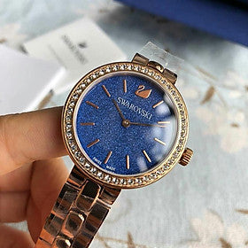 Swarovski Daytime Glittering Blue Dial Rose Gold Steel Strap Watch for Women - 5182277 Watches Swarovski   