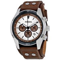 Fossil Coachman Chronograph Silver Dial Brown Leather Strap Watch for Men - CH2565 Watches Fossil   