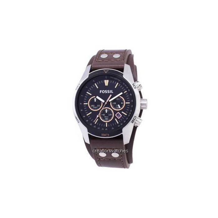 Fossil Coachman Chronograph Black Dial Brown Leather Strap Watch for Men - CH2891 Watches Fossil   