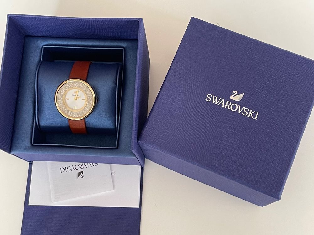Swarovski Crystalline Pure White Dial Brown Leather Strap Watch for Women - 5275040 Watches Swarovski   