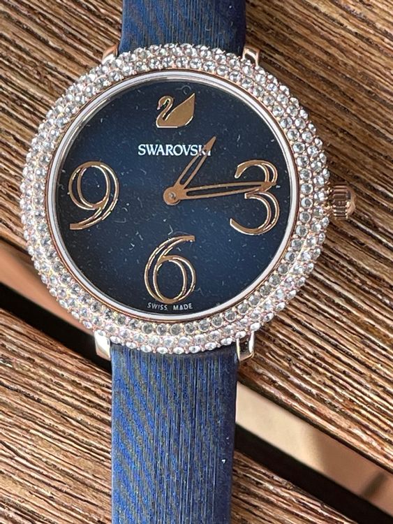 Swarovski Crystal Frost Blue Dial Blue Leather Strap Watch for Women - 5484061 Watches Swarovski   