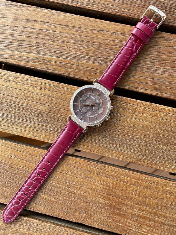 Swarovski Passage Chrono Red Dial Red Leather Strap Watch for Women - 5580345 Watches Swarovski   
