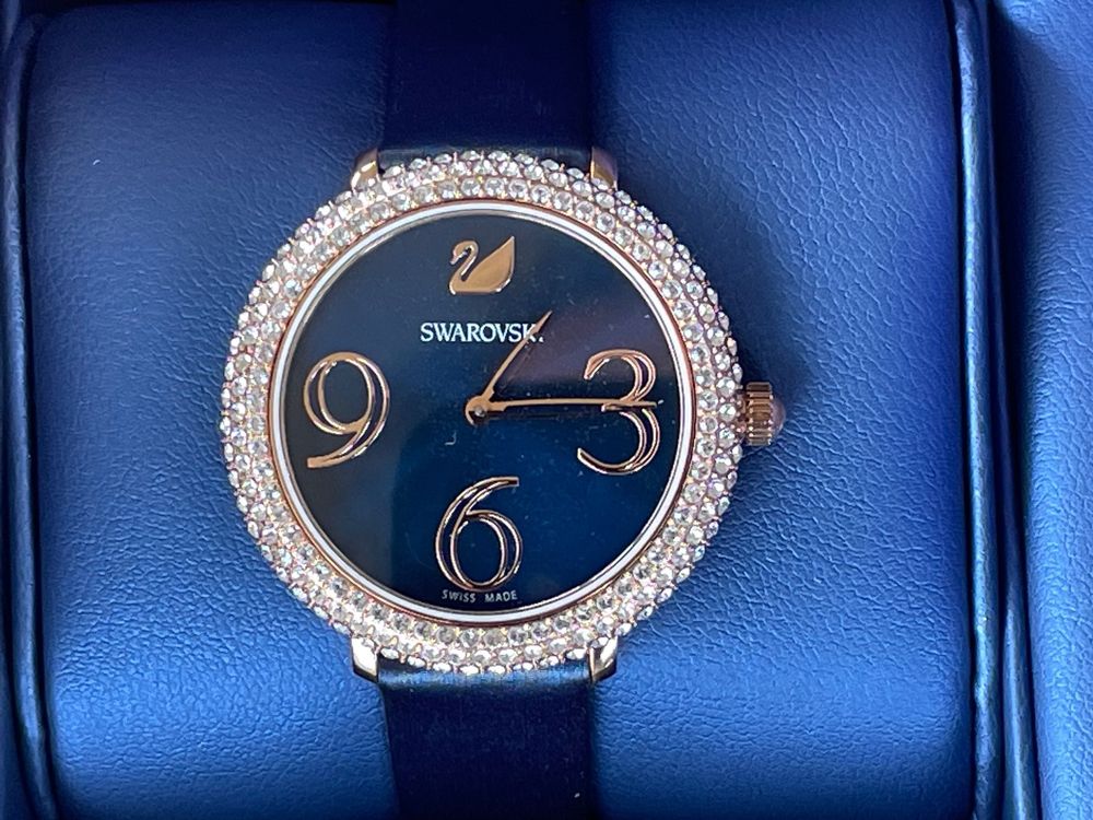 Swarovski Crystal Frost Blue Dial Blue Leather Strap Watch for Women - 5484061 Watches Swarovski   