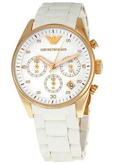 Emporio Armani Sportivo White Dial White Rubber Strap Watch For Men - AR5919 Watches Emporio Armani   