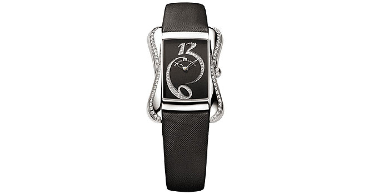 Maurice Lacroix Fiaba Black Dial with Diamonds Black Leather Strap Watch for Women - DV5012-SD531-350 Watches Maurice Lacroix   