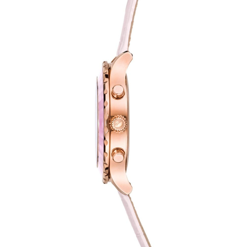 Swarovski Octea Lux Chrono Pink Dial Pink Leather Strap Watch for Women - 5452501 Watches Swarovski   