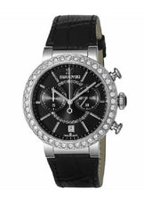 Swarovski Citra Sphere Chronograph Black Dial Black Leather Strap Watch for Women - 5027131 Watches Swarovski   