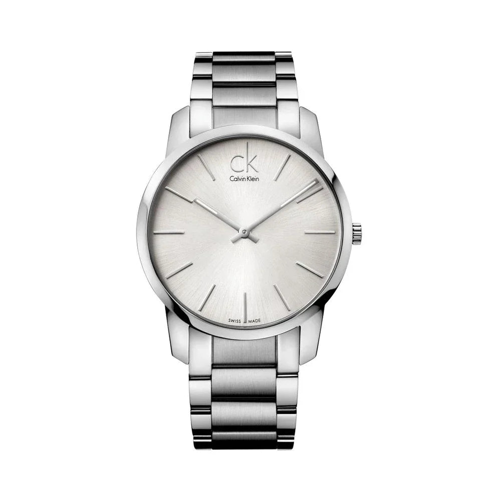 Calvin Klein City Silver Dial Silver Steel Strap Watch for Men - K2G21126 Watches Calvin Klein   