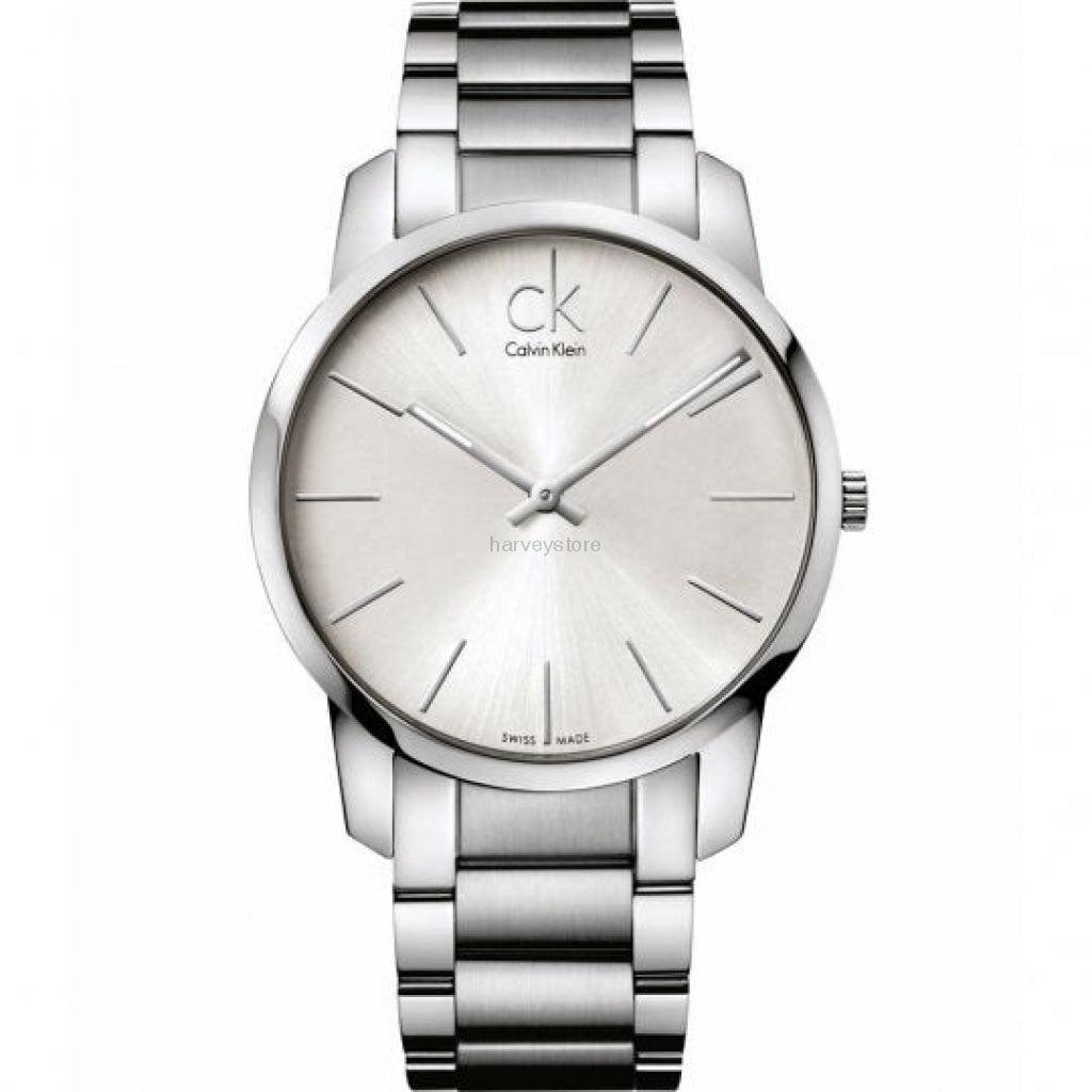 Calvin Klein City Silver Dial Silver Steel Strap Watch for Men - K2G21126 Watches Calvin Klein   