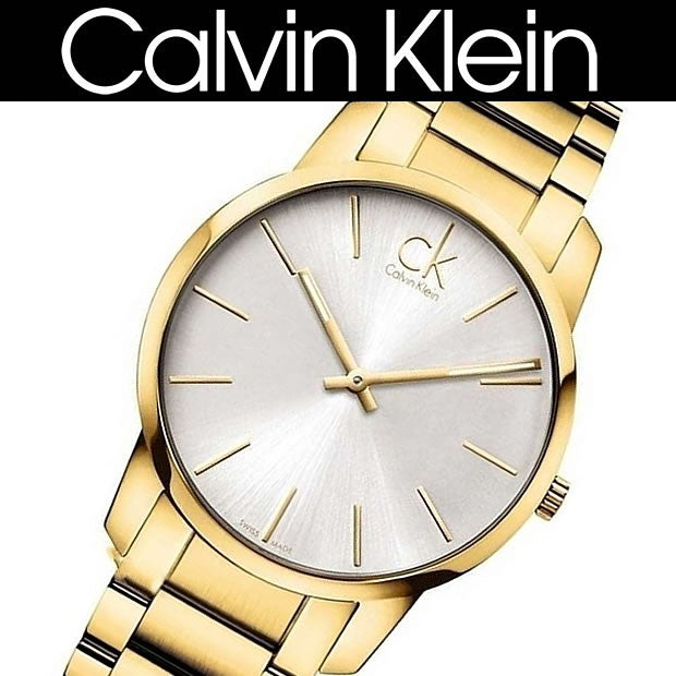 Calvin Klein City Silver Dial Gold Steel Strap Watch for Men - K2G21546 Watches Calvin Klein   