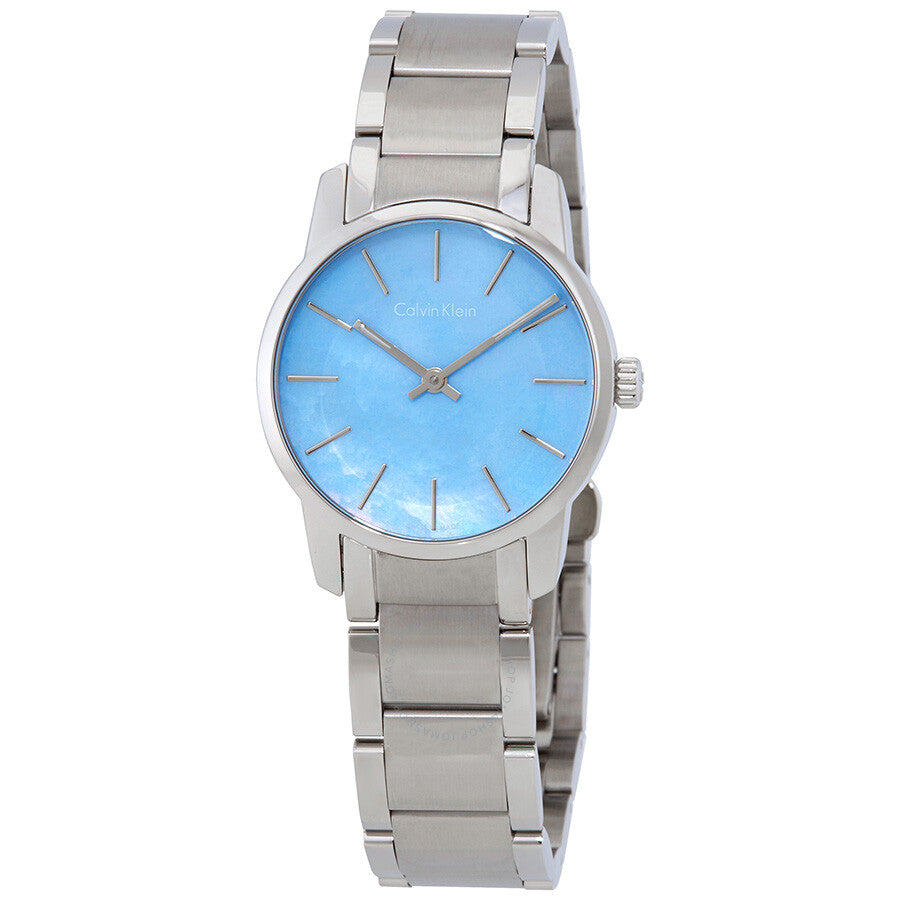 Calvin Klein City Mother of Pearl Blue Dial Silver Steel Strap Watch for Women - K2G2314X Watches Calvin Klein   