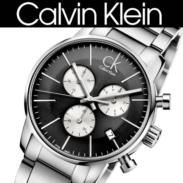 Calvin Klein City Chronograph Black Dial Silver Steel Strap Watch for Men - K2G2714X Watches Calvin Klein   