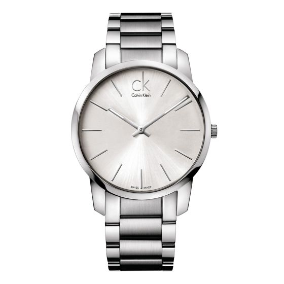 Calvin Klein City Silver Dial Silver Steel Strap Watch for Men - K2G21126 Watches Calvin Klein   