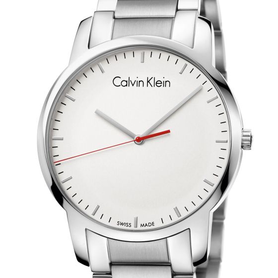 Calvin Klein City Quartz White Dial Silver Steel Strap Watch for Men - K2G2G1Z6 Watches Calvin Klein   