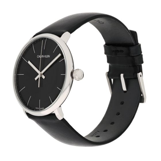 Calvin Klein High Noon Quartz Black Dial Black Leather Strap Watch for Men - K8M211C1 Watches Calvin Klein   