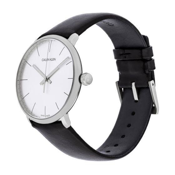 Calvin Klein High Noon Quartz White Dial Black Leather Strap Watch for Men - K8M211C6 Watches Calvin Klein   