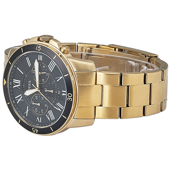 Fossil Inscription Automatic Black Dial Gold Steel Strap Watch for Men - FS5267 Watches Fossil   