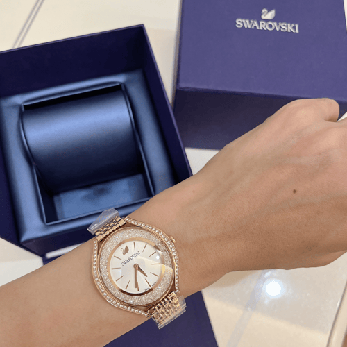 Swarovski Crystalline Aura Silver Dial Beige Leather Strap Watch for Women - 5519450 Watches Swarovski   