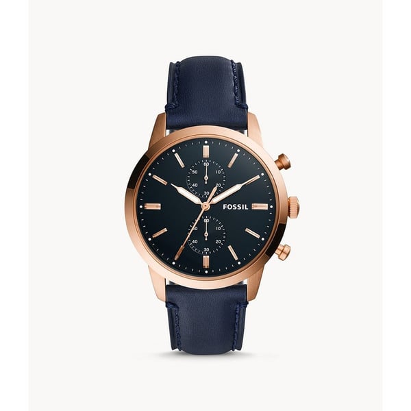 Fossil Townsman Chronograph Blue Dial Blue Leather Strap Watch for Men - FS5436 Watches Fossil   