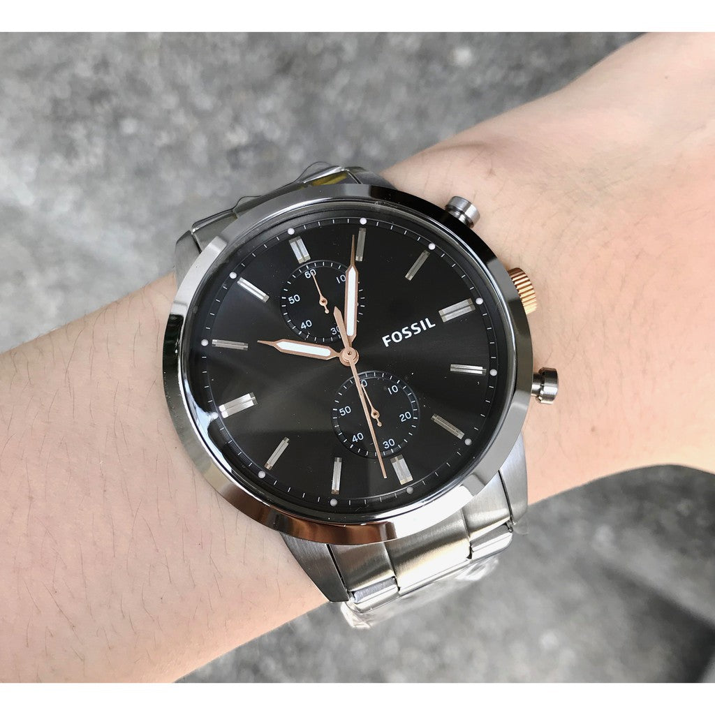 Fossil Townsman Chronograph Grey Dial Silver Steel Strap Watch for Men - FS5407 Watches Fossil   
