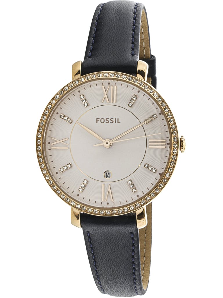 Fossil Jacqueline White Dial Blue Leather Strap Watch for Women - ES4291 Watches Fossil   