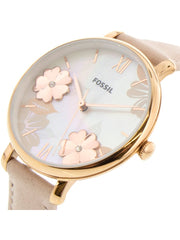 Fossil Jacqueline Three Hand Mother of Pearl Dial Pink Leather Strap Watch for Women - ES4671 Watches Fossil   