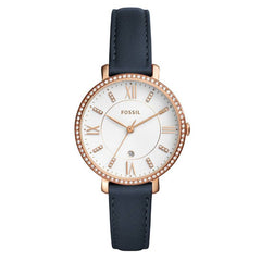 Fossil Jacqueline White Dial Blue Leather Strap Watch for Women - ES4291 Watches Fossil   