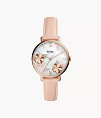 Fossil Jacqueline Three Hand Mother of Pearl Dial Pink Leather Strap Watch for Women - ES4671 Watches Fossil   