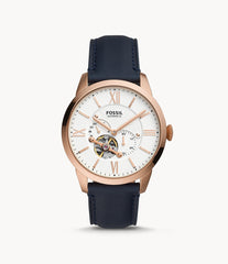 Fossil Townsman Automatic White Dial Navy Blue Leather Strap Watch for Men - ME3171 Watches Fossil   