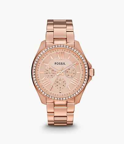 Fossil Cecile Rose Gold Dial Rose Gold Steel Strap Watch for Women - AM4483 Watches Fossil   