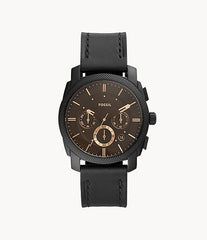 Fossil Machine Chronograph Black Dial Black Leather Strap Watch for Men - FS5586 Watches Fossil   