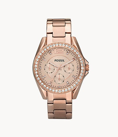 Fossil Riley Multifunction Rose Gold Dial Rose Gold Steel Strap Watch for Women - ES2811 Watches Fossil   