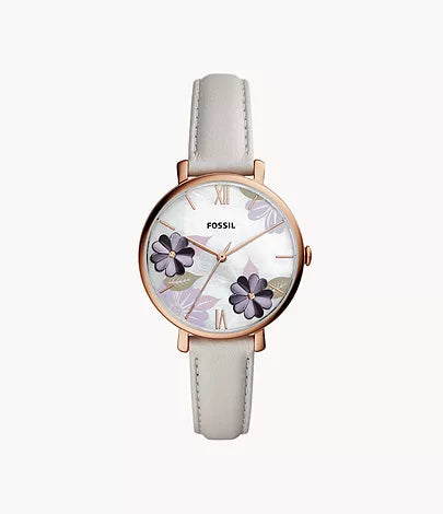 Fossil Jacqueline Mother of Pearl Dial White Leather Strap Watch for Women - ES4672 Watches Fossil   