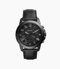 Fossil Grant Chronograph Black Dial Black Leather Strap Watch for Men - FS5132 Watches Fossil   