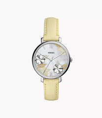 Fossil Jacqueline Three-Hand White Dial Yellow Leather Strap Watch for Women - ES4812 Watches Fossil   