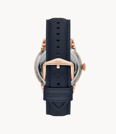 Fossil Townsman Automatic White Dial Navy Blue Leather Strap Watch for Men - ME3171 Watches Fossil   