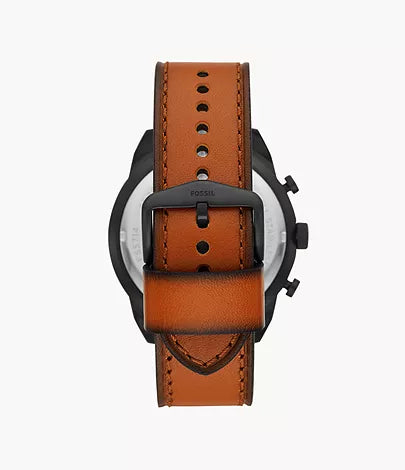 Fossil Bronson Black Dial Brown Leather Strap Watch for Men - FS5714 Watches Fossil   