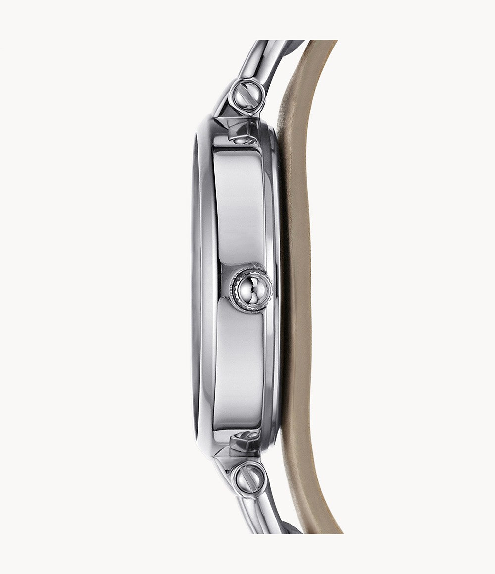 Fossil Georgia Bone Grey Dial Beige Leather Strap Watch for Women - ES2830 Watches Fossil   