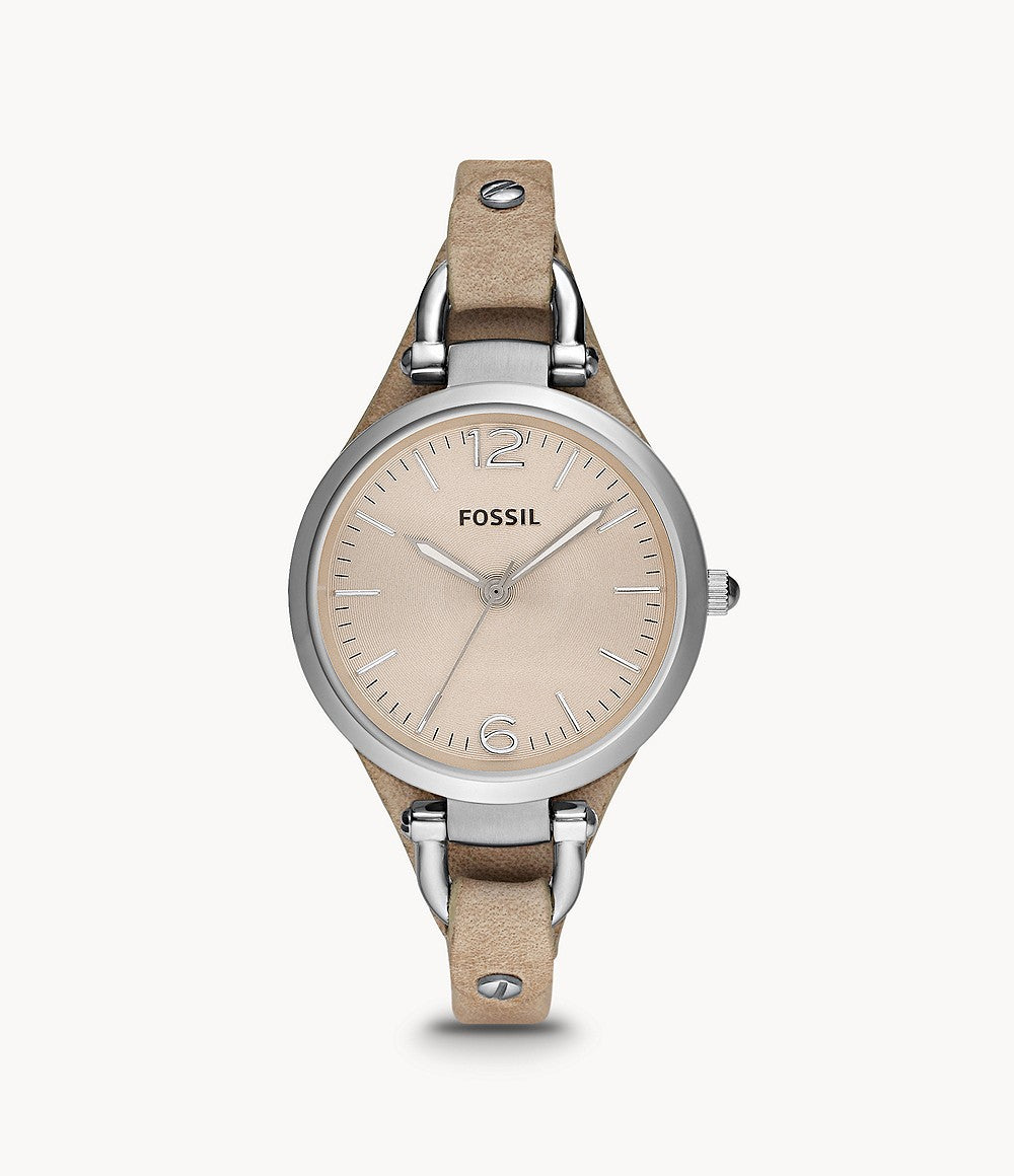 Fossil Georgia Bone Grey Dial Beige Leather Strap Watch for Women - ES2830 Watches Fossil   