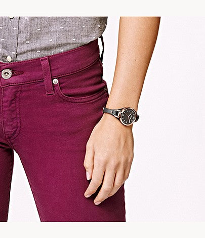 Fossil Georgia Smoke Grey Dial Grey Leather Strap Watch for Women - ES3077 Watches Fossil   