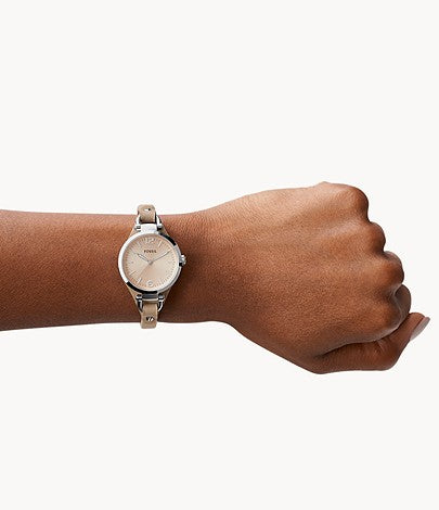 Fossil Georgia Bone Grey Dial Beige Leather Strap Watch for Women - ES2830 Watches Fossil   