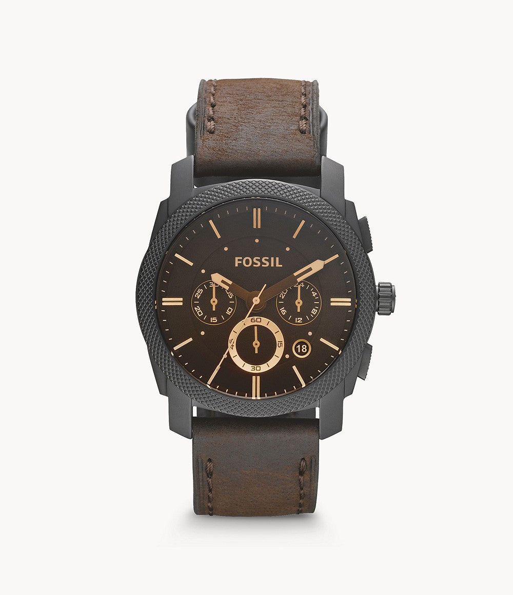 Fossil Machine Flight Chronograph Brown Dial Brown Leather Strap Watch for Men - FS4656 Watches Fossil   